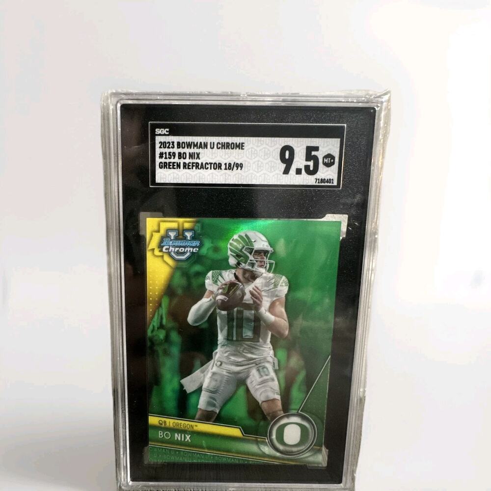Bowman U Chrome 2023 Bo Nix Green Refractor /99 Oregon Ducks NFL Denver Broncos